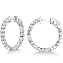 Small Fancy Round Diamond Hoop Earrings 14k White Gold 2.75ctw