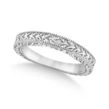 Antique style Engraved Wedding Band w/ Filigree and Milgrain platinum