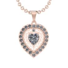 0.42 Ctw Diamond 14K Rose Gold Style Valentine Day theme Pendant Necklace