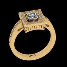 0.83 Ctw VS/SI1 Diamond 14K Yellow Gold Vintage Style Ring