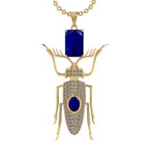 6.88 Ctw SI2/I1 Blue Sapphire and Diamond 14K Yellow Gold Necklace