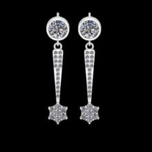 2.99 Ctw SI2/I1 Diamond 18K White Gold Dangling Earrings