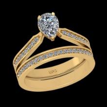 1.02 Ctw SI2/I1 Diamond 10K Yellow Gold Engagement set Ring