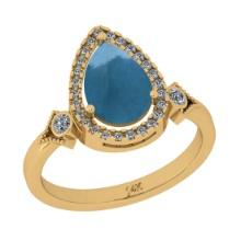2.27 Ctw SI2/I1 Aquamarine And Diamond 14K Yellow Gold Engagement Ring