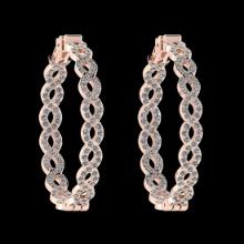 1.88 Ctw i2/i3 Diamond 14K Rose Gold Hoop Earrings