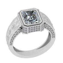 2.30 Ctw SI2/I1 Diamond Style Prong & Bezel Set 14K White Gold Engagement Halo Ring