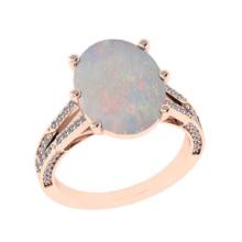 6.37 Ctw SI2/I1 Opal and Diamond 14K Rose Gold Engagement Ring