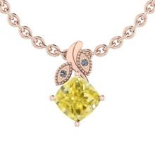 Certified 0.61 Ct GIA Certified Natural Fancy Yellow Diamond and White Diamond 14K Rose Gold Pendant