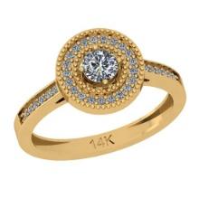 0.42 Ctw SI2/I1 Diamond 14K Yellow Gold Halo Ring