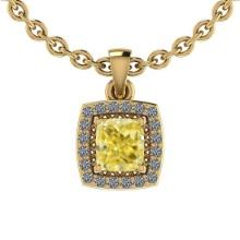 Certified 0.56 Ct GIA Certified Natural Fancy Yellow Diamond and White Diamond 18K Yellow Gold Penda