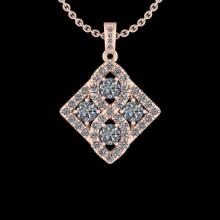 1.28 Ctw SI2/I1 Diamond 14K Rose Gold Vintage Stye Pendant Necklace