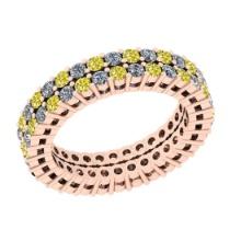 2.24 Ctw I2/I3 Treated Fancy Yellow And White Diamond 14K Rose Gold Eternity Band Ring