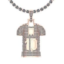 5.56 Ctw SI2/I1 Diamond 14K Rose Gold football theme Jersey pendant necklace