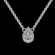 0.89 Ctw SI2/I1 Diamond 18K White Gold Pendant Necklace
