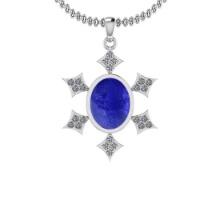 Certified 5.43 Ctw Tanzanite and Diamond I1/I2 14K White Gold Victorian Style Pendant