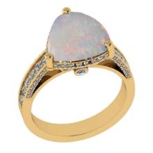 4.33 Ctw SI2/I1 Opal and Diamond 14K Yellow Gold Engagement Ring