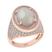 6.16 Ctw I2/I3 Opal And Diamond 14K Rose Gold Engagement Ring