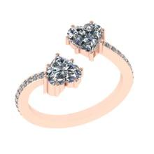 1.17 Ctw SI2/I1 Diamond Prong Set 14K Rose Gold Bypass Promises Ring