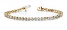 14K YELLOW GOLD 2 CTW G-H I1/I2 THREE PRONG TENNIS BRACELET