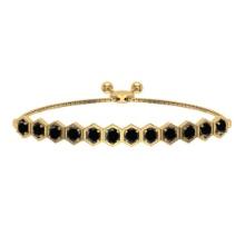 1.23 Ctw i2/i3 Treated Fancy Black Diamond 14K Yellow Gold Slide Bracelet