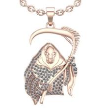 0.97 Ctw SI2/I1 Diamond 18K Rose Gold Santa Muerte Panther Pendant Necklace