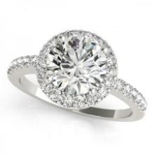 CERTIFIED PLATINUM .85 CTW J-K/VS-SI1 DIAMOND HALO ENGAGEMENT RING