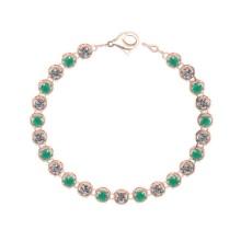 6.00 Ctw SI2/I1 Emerald and Diamond 14K Rose Gold Bracelet