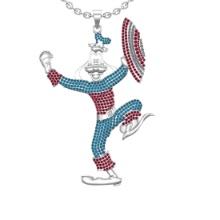 3.49 Ctw SI2/I1 Ruby & Aquamarine Diamond Prong Set 14K White Gold marvel characters theme Pendant N