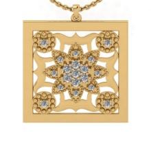 0.44 Ctw SI2/I1 Diamond 14K Yellow Gold Pendant Necklace