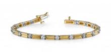 14KT TWO TONE GOLD 1.25 CTW G-H VS2/SI1 MEMENTO SINGLE DIAMOND AND LINK BRACELET