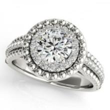 CERTIFIED PLATINUM 1.04 CTW J-K/VS-SI1 DIAMOND HALO ENGAGEMENT RING