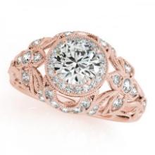 CERTIFIED 18K ROSE GOLD .91 CTW J-K/VS-SI1 DIAMOND HALO ENGAGEMENT RING