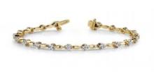 14K YELLOW GOLD 1 CTW G-H I1/I2 TEARDROP LINK DIAMOND BRACELET