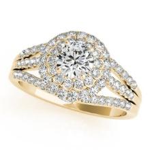 CERTIFIED 18K YELLOW GOLD 1.61 CTW J-K/VS-SI1 DIAMOND HALO ENGAGEMENT RING