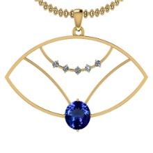 Certified 4.78 Ctw VS/SI1 Tanzanite And Diamond 14k Yellow Gold Victorian Style Necklace