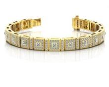 14KT YELLOW GOLD 5 CTW G-H VS2/SI1 BEZEL SET PRINCESS DIAMOND BRACELET