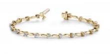 14K YELLOW GOLD 1 CTW G-H SI2/SI3 ALTERNATING DIAMOND DROP BRACELET