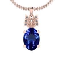 Certified 7.04 Ctw VS/SI1 Tanzanite and Diamond 14K Rose Gold Vintage Style Pendant