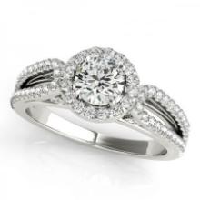 CERTIFIED PLATINUM .85 CTW J-K/VS-SI1 DIAMOND HALO ENGAGEMENT RING