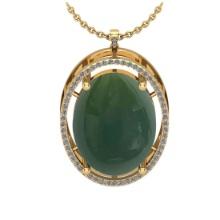 37.85 Ctw SI2/I1 Green Aquamarine And Diamond 14K Yellow Gold Vintage Style Pendant