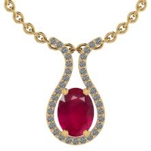 17.07 CtwSI2/I1 Ruby And Diamond 14K Yellow Gold Pendant Necklace