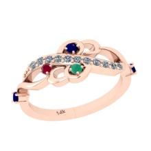 0.50 Ctw SI2/I1 Multi Stone And Diamond 14K Rose Gold Ring