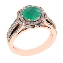 2.65 Ctw SI2/I1 Emerald and Diamond 14K Rose Gold Engagement Halo Ring