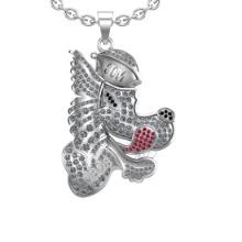 1.90 Ctw SI2/I1 Ruby and Diamond 14K White Gold Nickelodeon Cartoon theme Pendant Necklace