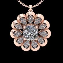 3.54 Ctw SI2/I1 Diamond 18K Rose Gold Pendant Necklace