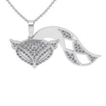 1.93 Ctw SI2/I1 Diamond 14K White Gold Fox Necklace