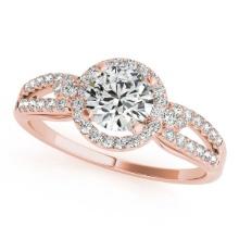 CERTIFIED 18K ROSE GOLD 1.00 CTW J-K/VS-SI1 DIAMOND HALO ENGAGEMENT RING