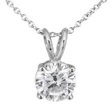 1.00ctw. Round Diamond Solitaire Pendant in 18k White Gold H, VS2