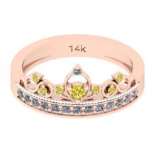 0.27 Ctw I2/I3 Treated Fancy Yellow And White Diamond 14K Rose Gold Eternity Band Ring