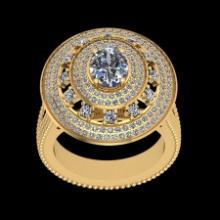 5.23 Ctw SI2/I1 Diamond 18K Yellow Gold Engagement Ring